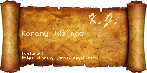 Koreny János névjegykártya